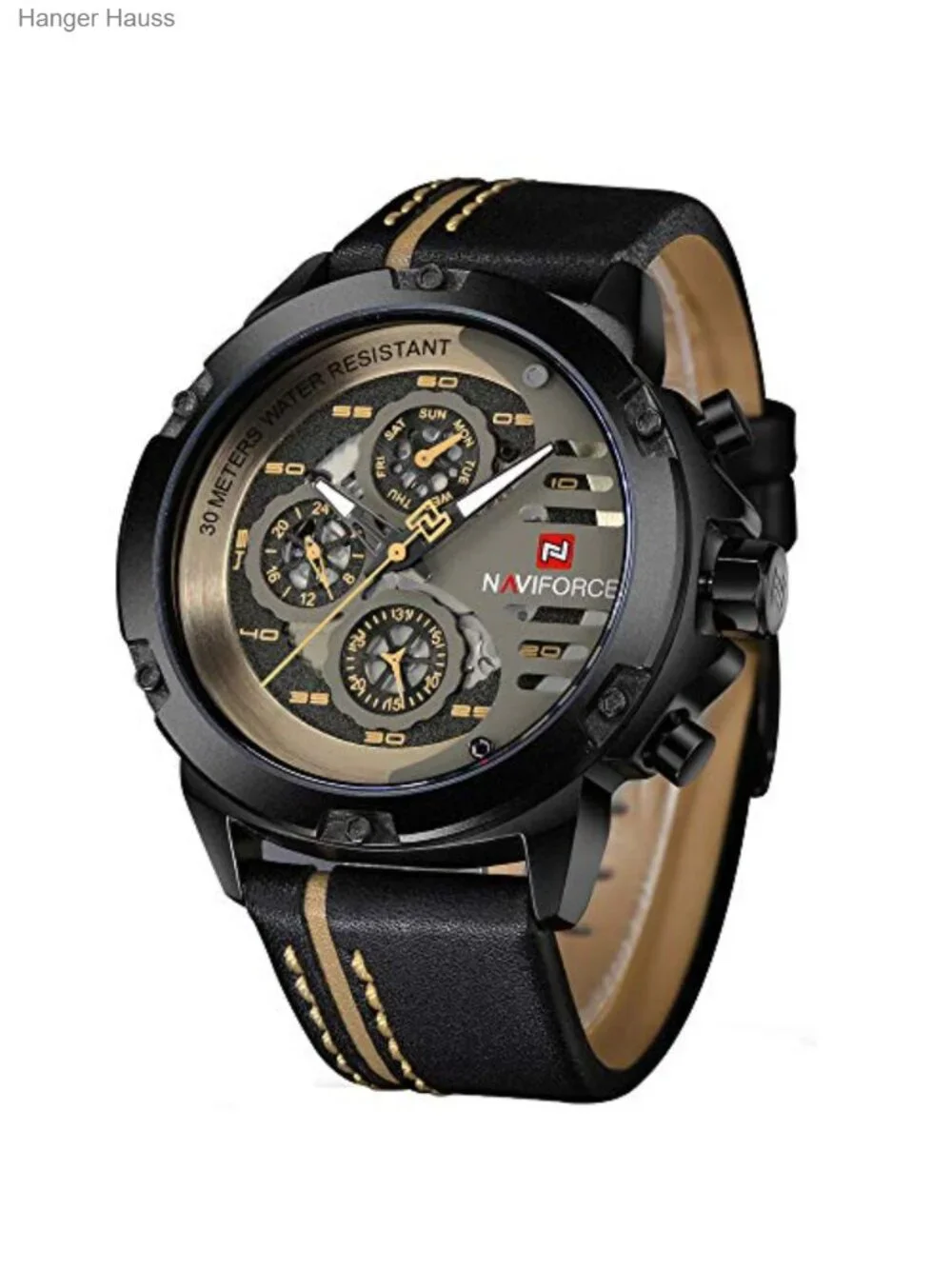 Men's Military Sport Watch Waterproof Japanese Quartz Analog Leather Band